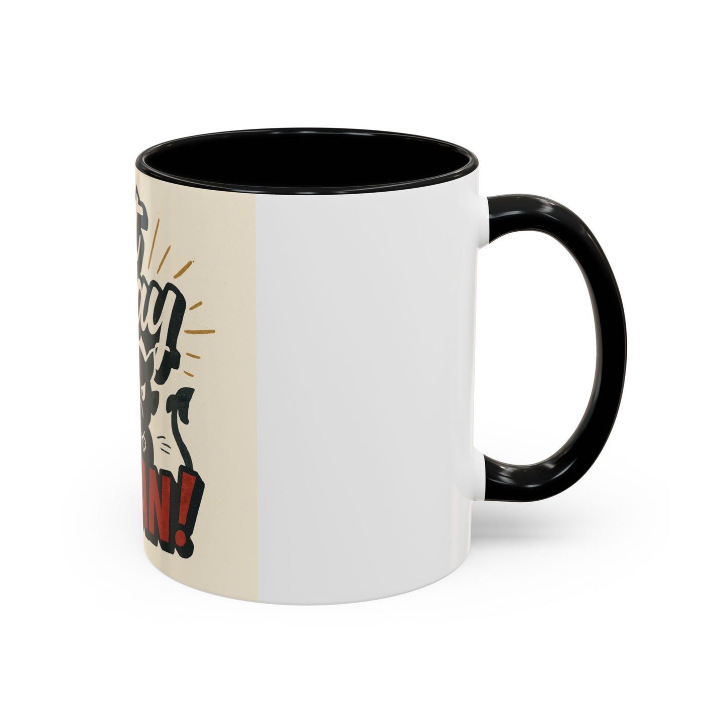 Not Today Satan Coffee Mug — Funny Retro Cat Accent Mug (11/15oz)